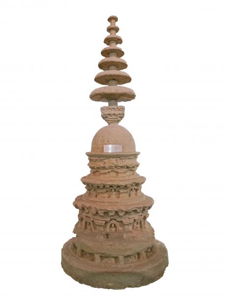 <h3>Cast of the Stupa (Replica)</h3>  <p>This replica of an original stupa discovered in a chamber of the Mohra Muradu monastery at Taxila, was created by Mr. M.N. Dutta Gupta, the first curator of Taxila museum. Stupas are sacred architectural structures that contained holy relics and were used as spaces for meditation and worship. Erecting stupas was closely associated with earning religious merit through the cult of relics that was popular in the Gandhara region.</p>