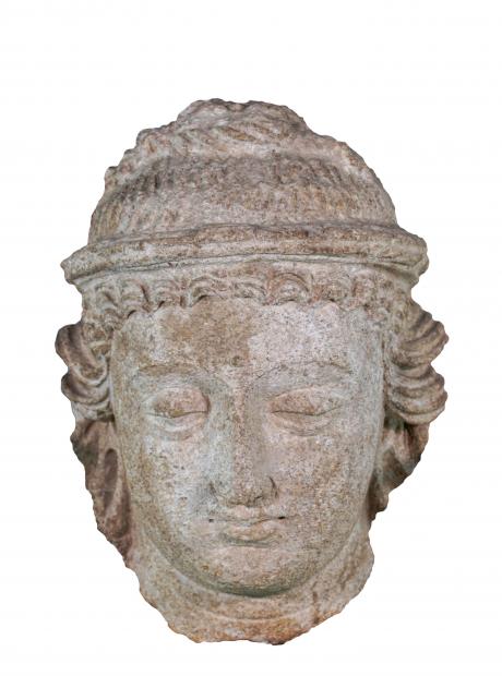 <h3>Hellenistic head</h3> <p>3rd-4th Cent. AD<br /> Jaulian - Dharmarajika<br /> The stucco sculpture may represent the head of a yavana or a foreigner</p>